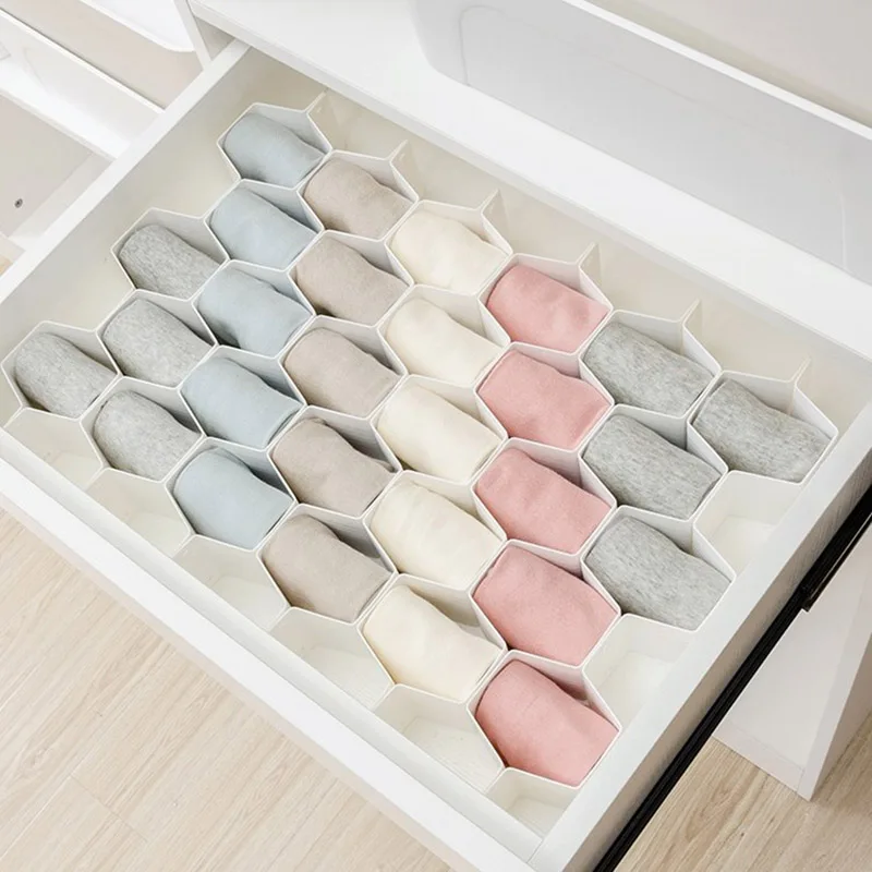 

Drawer Organizer Honeycomb Clapboard Partition Divider Box Separator Adjustable DIY Grid Storage Box Cell Sorting Panties Socks