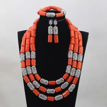

Fashion Orange Coral Beads Jewelry sets Nigerian African Wedding Bridal/Women Beads Necklace Jewelry Set Free Shipping CJ812