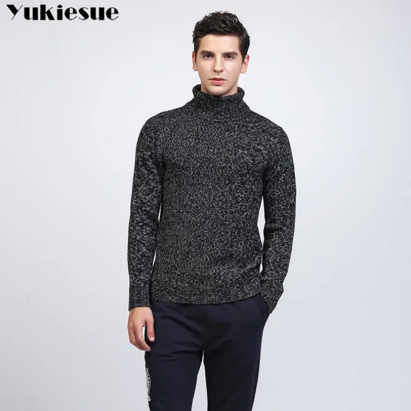 Зимняя Толстая теплая кашемировая Мужская водолазка, мужские свитера, приталенный пуловер, мужской классический шерстяной трикотаж, Pull Homme