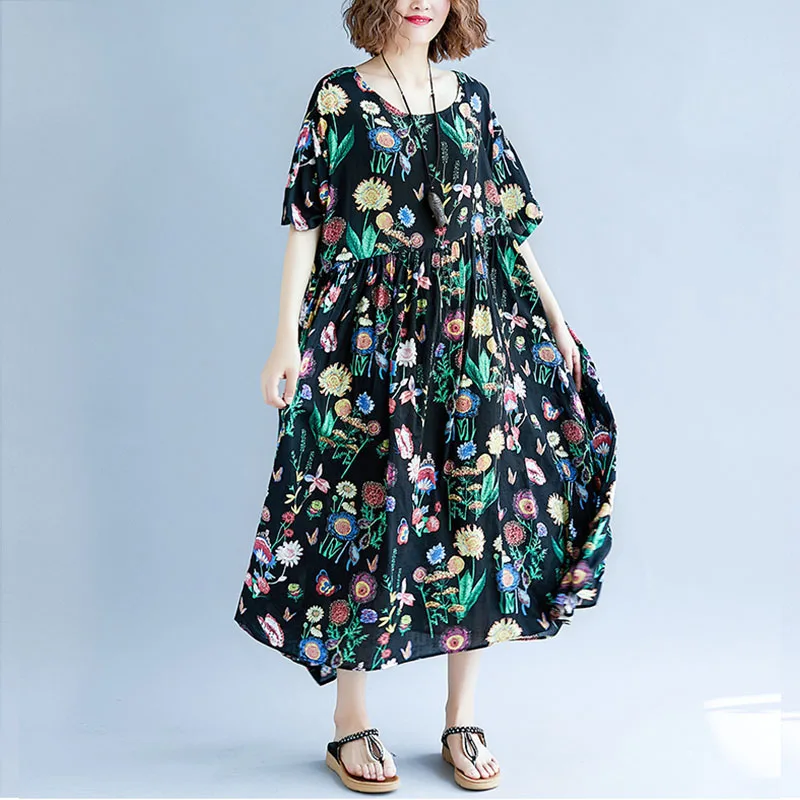 Oversized Boho Beach Floral Dress 