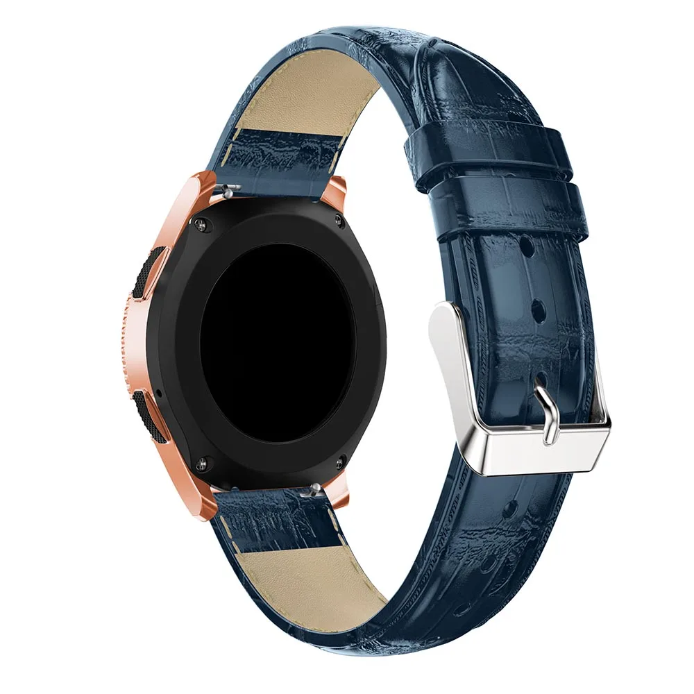 Ремешок из натуральной кожи крокодила для Xiaomi Huami Amazfit GTR 42 мм 47 мм GTS Amazfit BIP Молодежный ремешок для наручных часов браслет ремень - Цвет: Синий