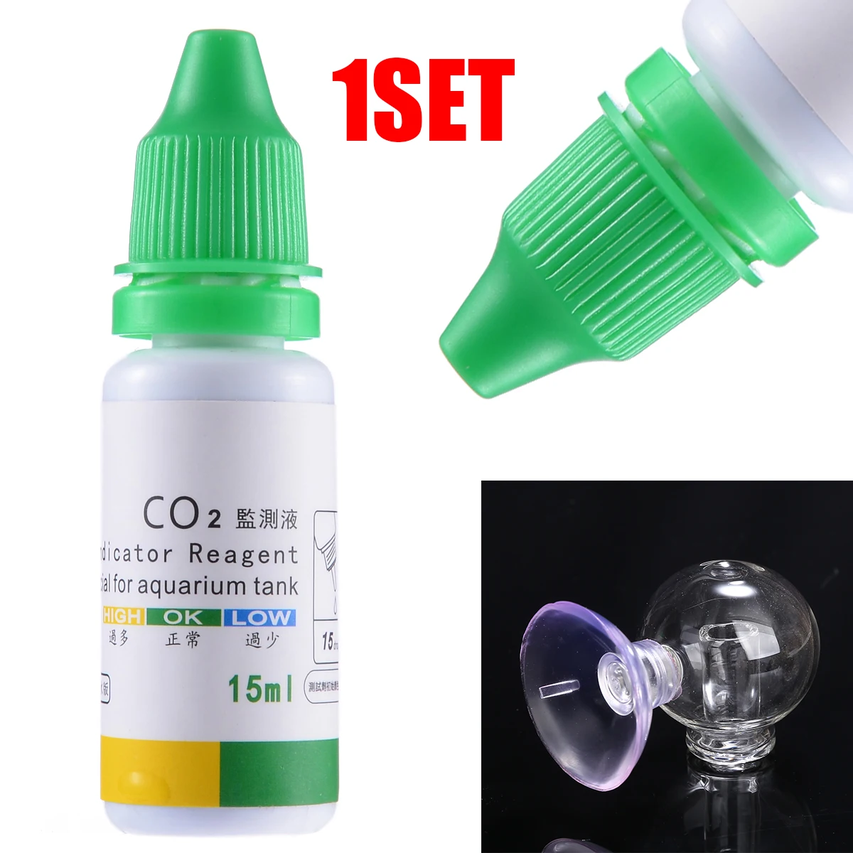 Aquarium CO2 Monitor Glass Drop Carbon Dioxide Ball Checker Tester PH Indicator Monitor Tester For Long-term CO2 Monitoring