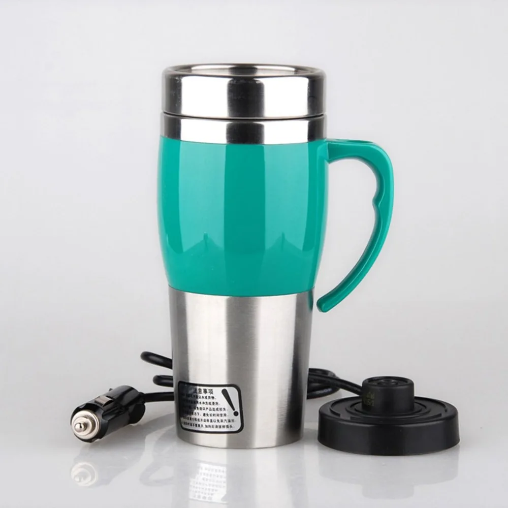 

Portable Electric Auto Car Heating Cup Stainless Steel Coffee Tea Water Heater With Handle Cigarette Lighter Adapter