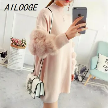 

AILOOGE 2018 Women Sweaters and Pullovers Casual Oversized Sweater Christmas Winter Sleeve Pull Femme knitted jumpers
