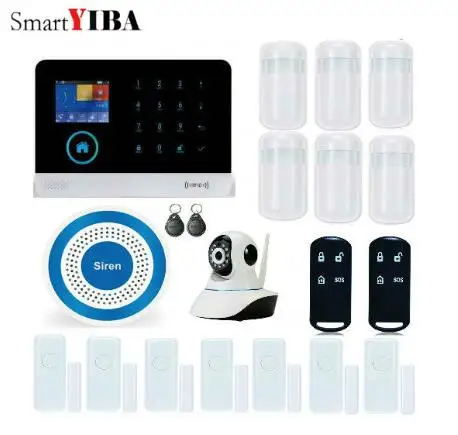 SmartYIBA Touch Keypad Wifi GSM GPRS Home Security Burglar font b Alarm b font Polish Russian