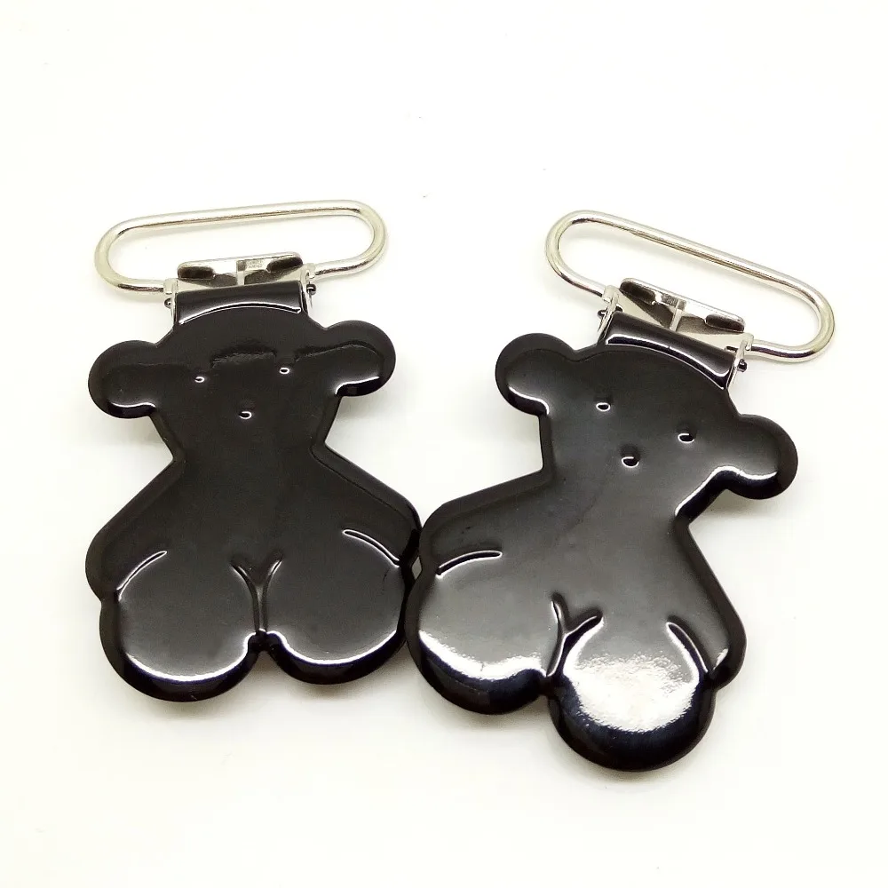200pcs black pacifier clips boys wholesale metal teddy bear suspender