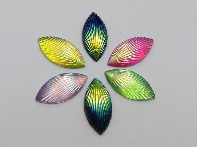 

120pcs Mixed Color With Luster AB 7X14mm Horse Eye Acrylic Flatback Cabochons DIY Decorative Accessories