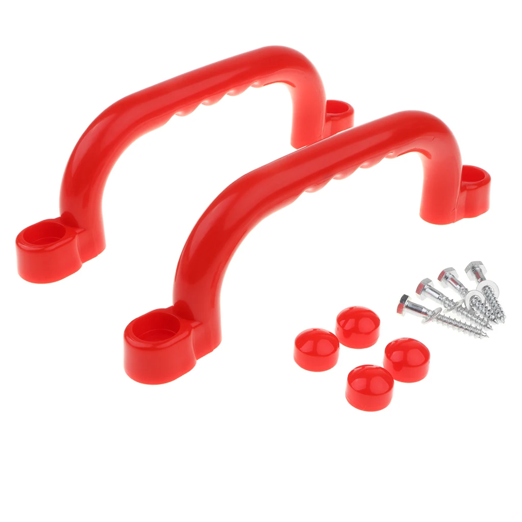 1 Pair Safety Nonslip Handle Mounting Hardware Screw Kits Playset Kids Garden Park Gymnastics Toy Red