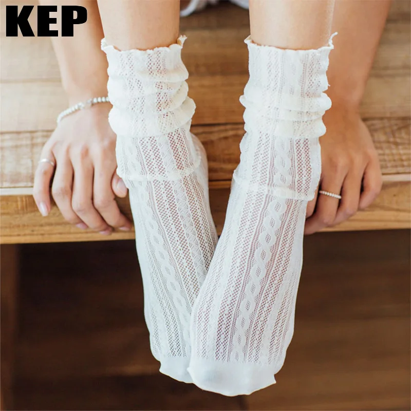 Модный тренд, сексуальные женские носки, весна, новые летние однотонные женские мягкие милые длинные носки, женские тонкие носки в сеточку