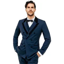 Высокое изготовление под заказ костюмы жениха Свадебный костюм для мужчин модные смокинги после жениха костюмы(куртка+ жилет+ брюки