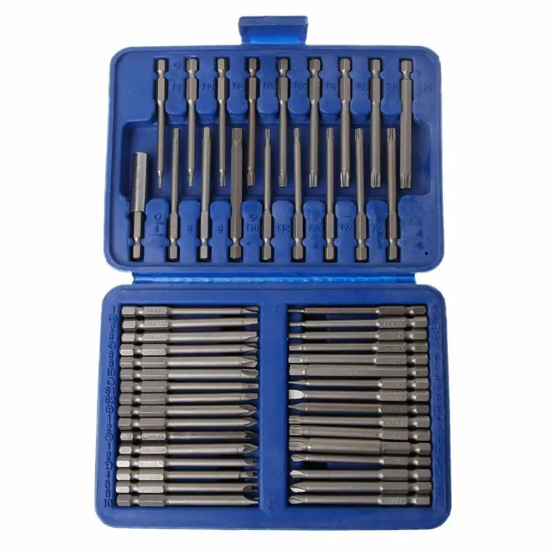 50Pcs/Kit 75mm Extra Long Screwdriver Bits Multifuctional Torx / PZ / PH / Flat Hex Spline Chrome Vanadium steel Screwdriver