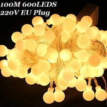 DHL 100 м светодиодные гирлянды 600 светодиодов наружное украшение свет 220 В Водонепроницаемый Свадебный Путь Сад вечерние рождественские гирлянды