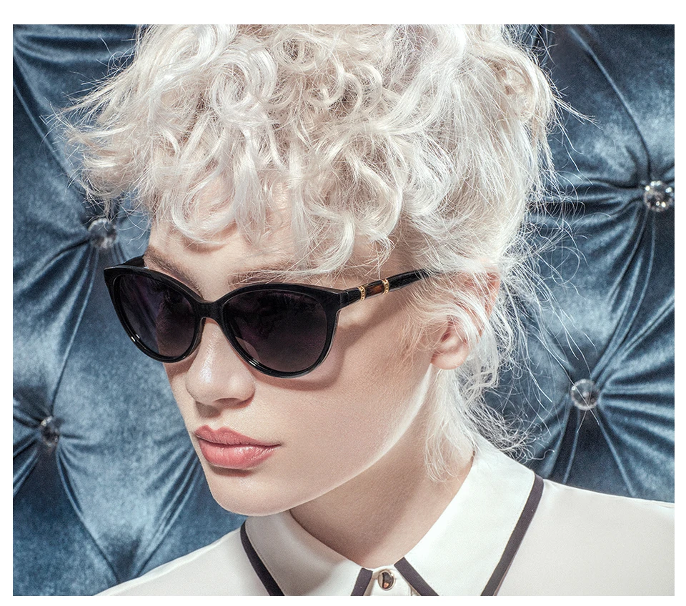 POLARKING Пластиковая оправа для женщин Cat eye Солнцезащитные очки Поляризованные линзы Роскошные женские дизайнерские солнцезащитные очки Очки для женщин óculos