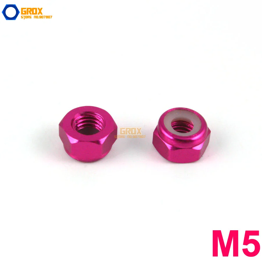 

15 Pieces M5 Peach Hex Nylon Lock Nut Aluminum
