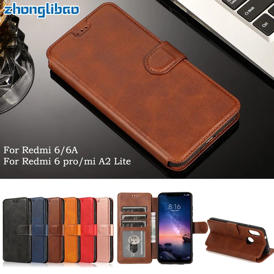 

Redmi 6 Pro Flip Leather Case for Xiaomi Mi A2 Lite Redmi 6 6a Global 32gb Luxury Card Wallet Magnetic Protector Phone Cover