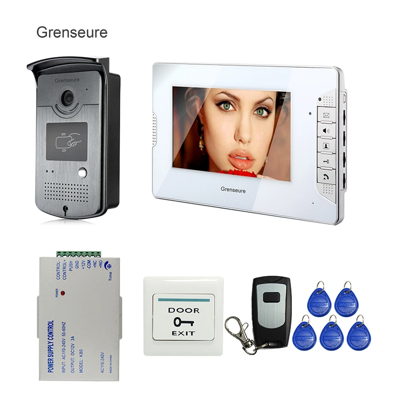 

FREE SHIPPING New Home 7 inch Video Intercom Door Phone System 1 White Monitor + RFID Doorbell Camera + Remote Unlock In Stock