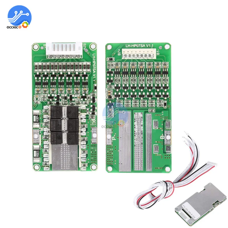 

Bms 7S Lithium Li-ion LiFePO4 Battery Protection Board 24V 20A Battery Balancer Module atmega bms lifepo4 equalizer board