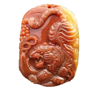 

Wholesale Hand Carved YunNan HuangLong Jade Tiger Pendant Jade Stone HuHuShengWei Necklace With Chain Lucky Amulet Fine Jewelry