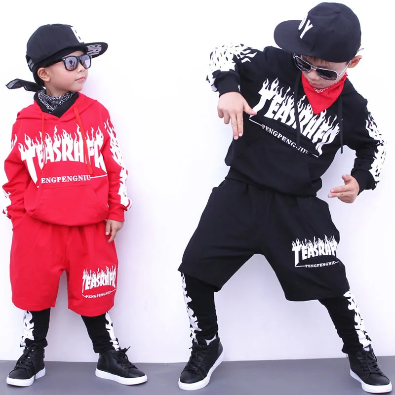

Boys Hoodie and Pant Sets Girls Street Dance Clothes Kids Hip Hop Costumes Dance Wear Children Sport Suits Cool Tracksuit