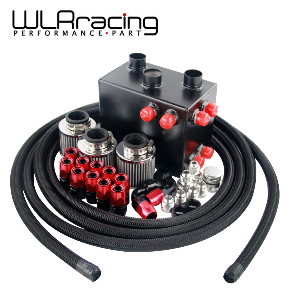 

WLR RACING -Universal Black Power Driven OIL CATCH CAN / BREATHER TANK RACE KIT For Honda Acura WLR-TK86BK
