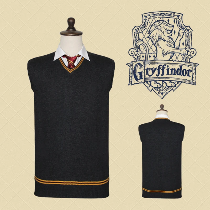 Свитер Gryffindor Slytherin Ravenclaw Hufflepuff, жилет для косплея, шерстяной зимний значок аниме, жилет, топ для взрослых женщин и мужчин