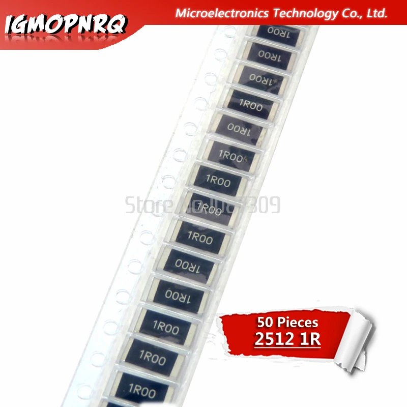 50pcs 2512 SMD Resistor 1W 0.5 Ohm (0.5R R500) 1% Tolerance Chip Resistors