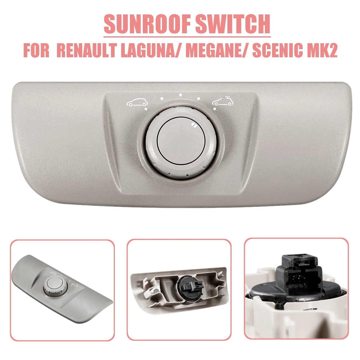 

Grey Sunroof Window Switch Control for Renault Megane SCENIC LAGUNA MK2 HB 2002-2015 8200119893 Auto Replacement Parts Switches