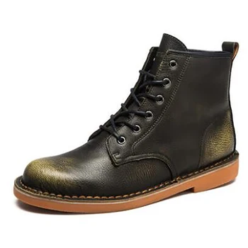 

Classic Martin Boots Men's High-Top Leisure Outdoor Short Boots British Retro Black Shoes Winter Warm Genuine Leathet Nice Boots