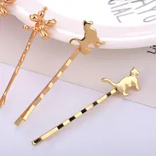 Женская симпатичная собака-щенок волнистые заколки для волос корейский металлик золото краска для выпечки заколка для волос Элегантный дизайн боковая челка аксессуары для укладки волос