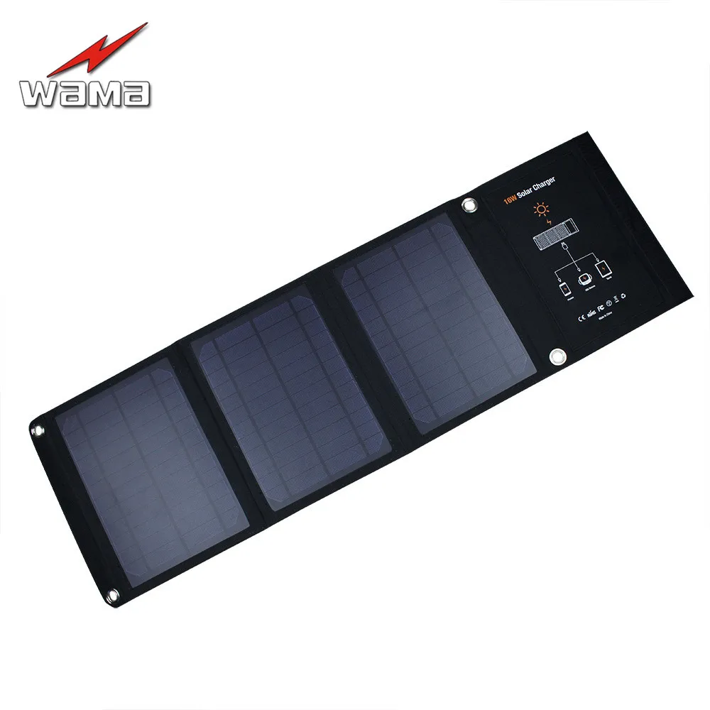 1x Wama 16W PET зарядное устройство с солнечными панелями для мобильных телефонов 18650