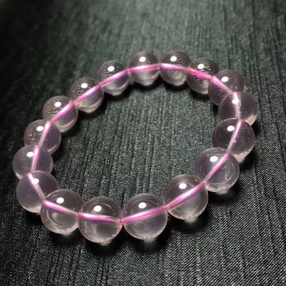

12mm 100% Genuine Natural Rose Quartz Star Light Crystal Round Beads Stretch Bracelets From Mozambique Woman Lady Drop Shipping