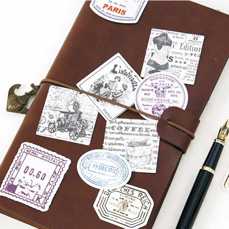 45pcs/box Travel Stamp Stationery Stickers Vintage Decor Adhesive Sealing Stickers Label Diary Scrapbooking Diy Decor Pegatinas
