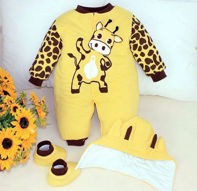 Nuevo Bebé de invierno ropa de invierno extraíble con capucha mamelucos mariquita/vacas Bebe niños y niñas mono caliente gruesa guardapolvos Nuevo Bebé de invierno ropa de invierno extraíble con capucha mamelucos mariquita/vacas Bebe niños y niñas mono caliente gruesa guardapolvos