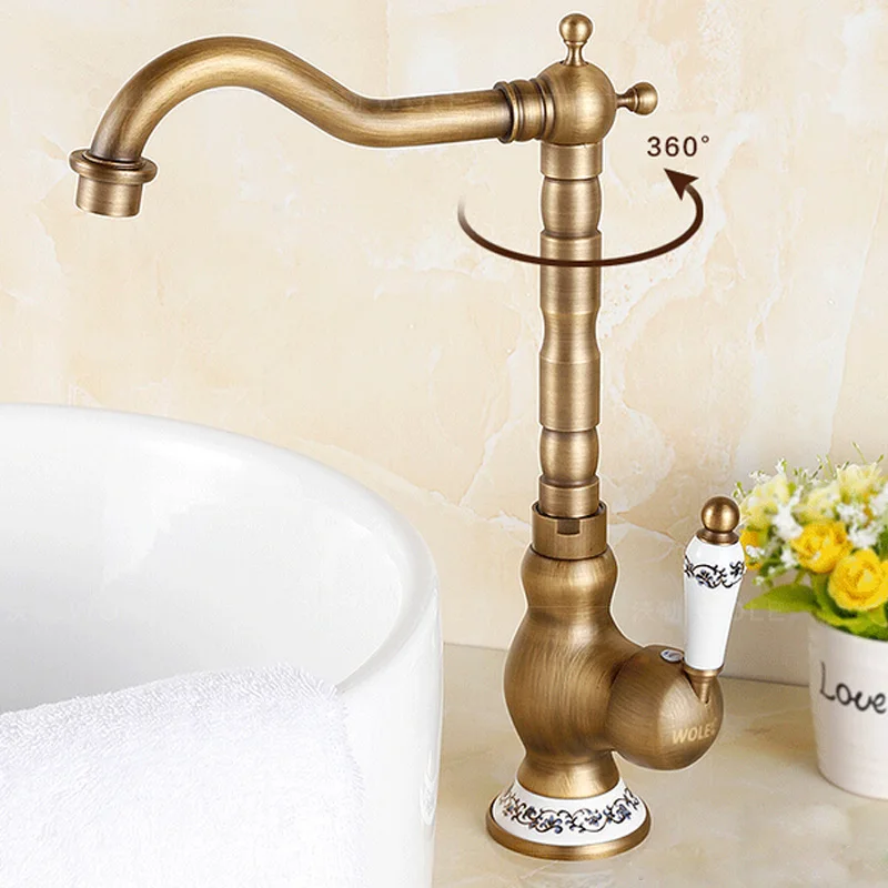 360 rotation brass kitchen sink faucet deck mount one handle crane kitchen mixer taps antique brass - Brass Kitchen Sink 360 rotation brass kitchen sink faucet deck mount one handle crane kitchen mixer taps antique brass - Brass Kitchen Sink