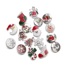 50 шт./лот разноцветные ремешки для рыбалки нахлыстом металлический Шарм-браслет и браслет 18 мм Рождественская елка украшение с защелкой кнопка для женщин