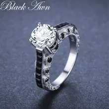 Роскошное ювелирное изделие из 925 пробы серебра 5,6 г, модное обручальное кольцо в виде черной шпинели, Женское Обручальное кольцо, бижутерия для женщин G015