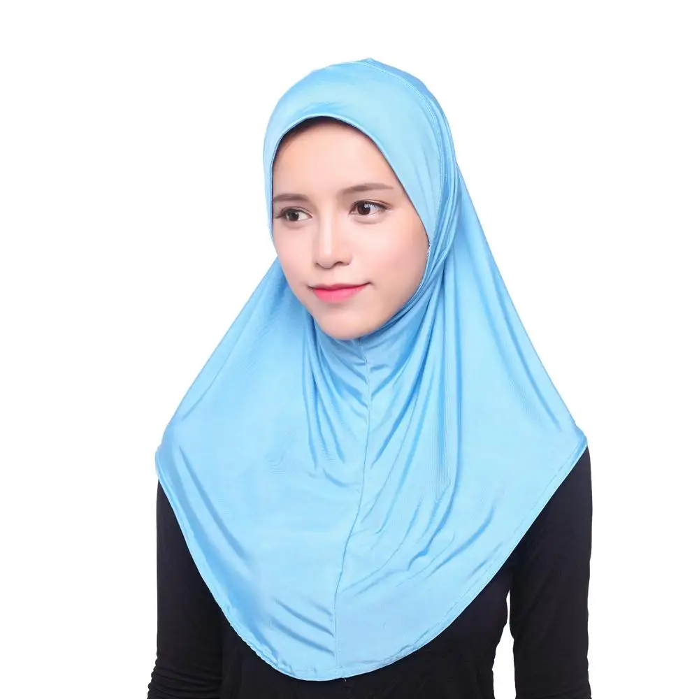 Мусульманские женщины полный Чехол Мягкий шарф Хиджаб Исламские шали арабский Shayla Снуды Рамадан Средний Восток головной платок капот Леди Мода - Цвет: Синий