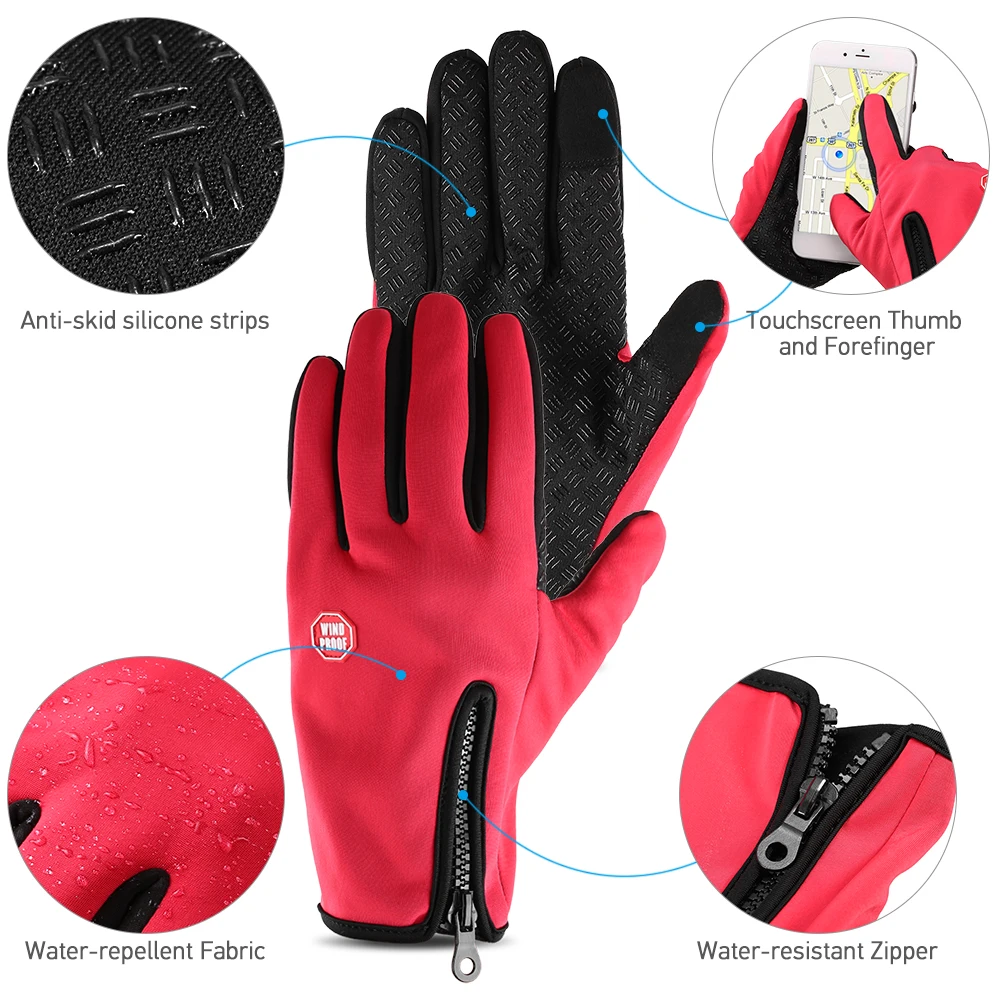 Lixada водонепроницаемые перчатки для велоспорта с сенсорным экраном для женщин и мужчин, лыжные перчатки для сноуборда, зимние перчатки для спорта на открытом воздухе, ветрозащитные перчатки с длинными пальцами