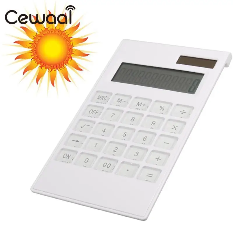 Cewaal тонкий портативный 12 калькулятор солнечной энергии кристаллическая клавиатура батарея двойной мощности электронный калькулятор Rekenmachin