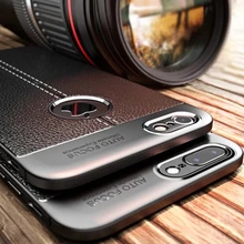 PUGB Silm Phone case For iPhone 7 case Silicone Business Litchi pattern Leather Soft TPU cover For iPhone 6 6s 7 8 plus x case