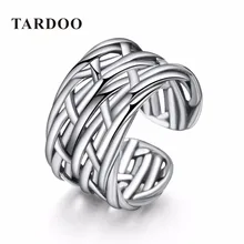 Tardoo Cruzan Tejer Nudo Retro Tendencia de Ancho 925 Anillos de Plata para Los Hombres y Las Mujeres de Joyería Fina
