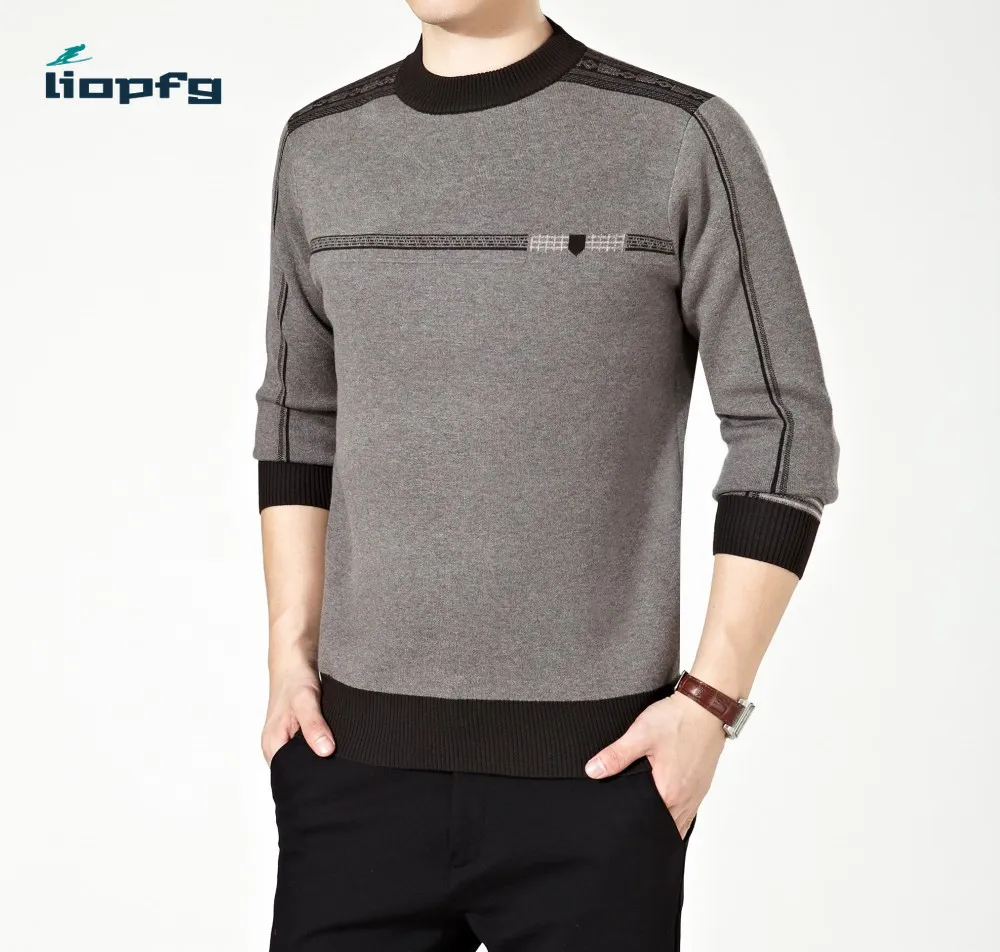 2017 Middle Aged Men's Fat Long Sleeved Sweater Fine Men's