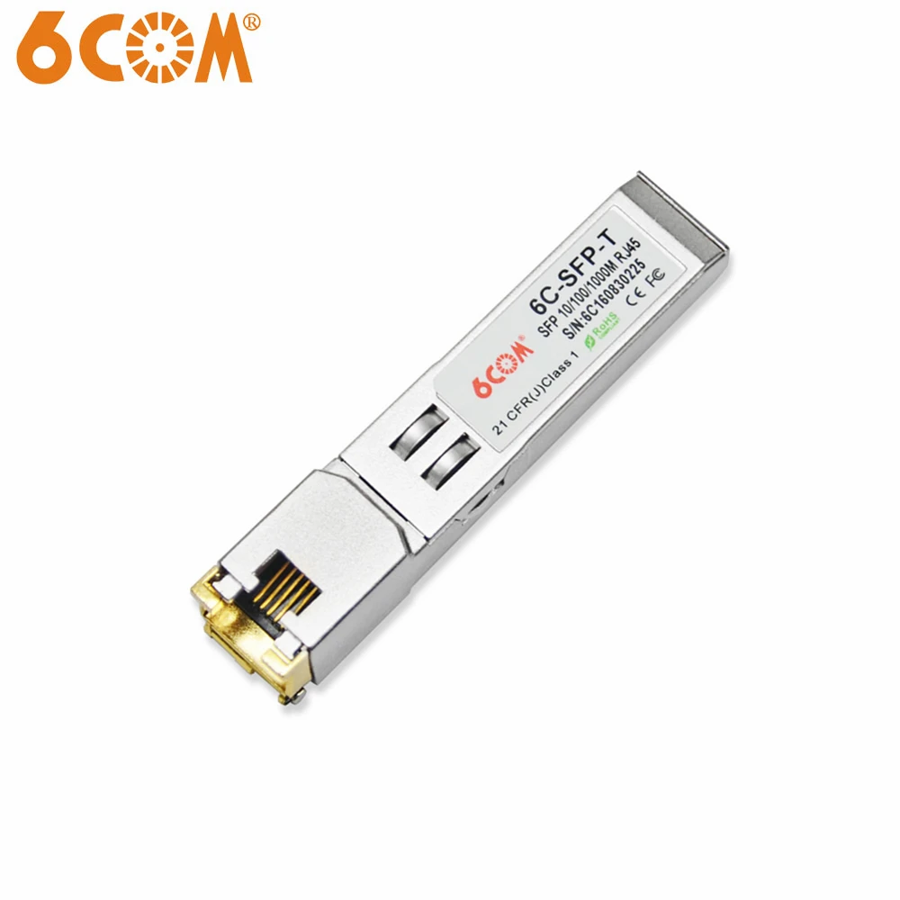 6COM для GLC-T/SFP-Ge-T гигабитный RJ45 медный SFP трансивер, 1000Base-T, 100 m