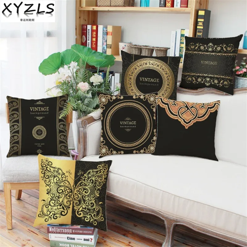 

XYZLS 2Pcs/lot Brand New Noble luxury Sofa Cushion Covers Linen Throw Pillow Cases for Bed Cafe Car Home Decoration