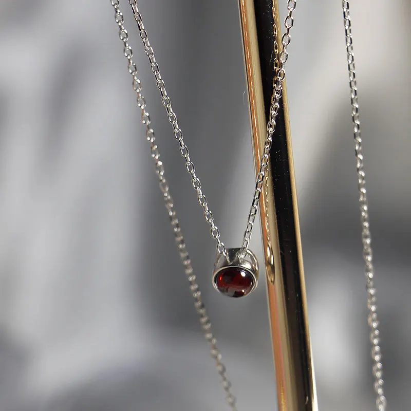 Серебряное ювелирное изделие 925 пробы модное простое красное круглое ожерелье