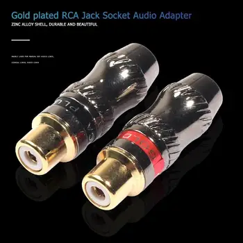 

2pcs RCA Female Connector Gold Plated RCA Jack Socket Audio Adapter Plug 1 Pairs black&red Speaker for Audio Video Lighti