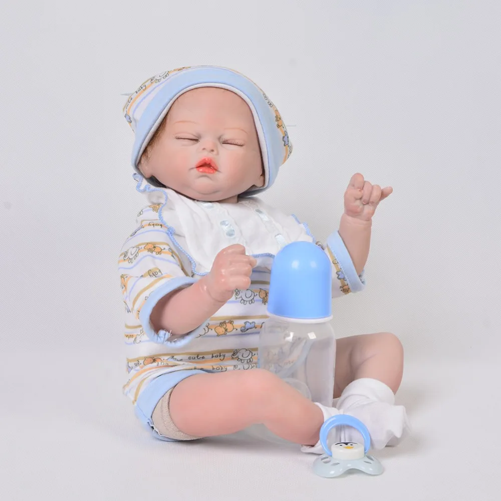 

KEIUMI 43 cm Silicone Reborn Babies Kids Birthday Gifts Realistic Asleep 17'' Reborn Dolls Baby Stuffed PP Cotton Body Bebe Toy