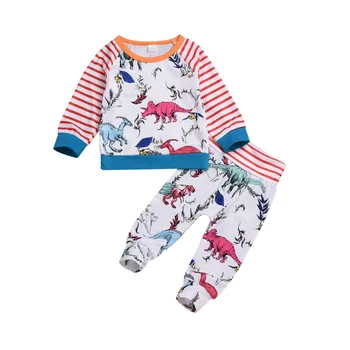 

Kid Baby Boy Girl Winter Clothes Set Dinosaur Print Top Long Sleeve Tee+Long Sleeve Bebe Girl Clothing Set Outfit