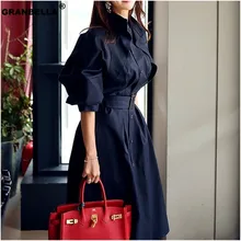 Новая рабочая одежда весна лето тонкий длинный стоячий воротник Тренч пальто женская верхняя одежда элегантный пояс для женщин ветровка TR004