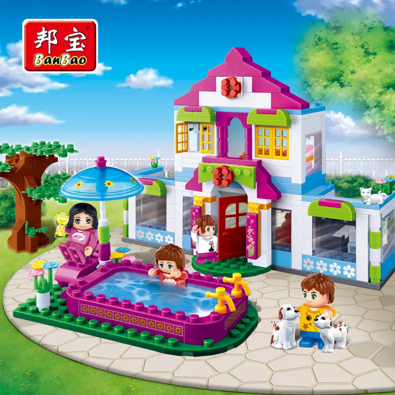 

BanBao Girls Educational Building Blocks Toy For Children Gifts City Friends House Dogs Stickers Compatible Legoe
